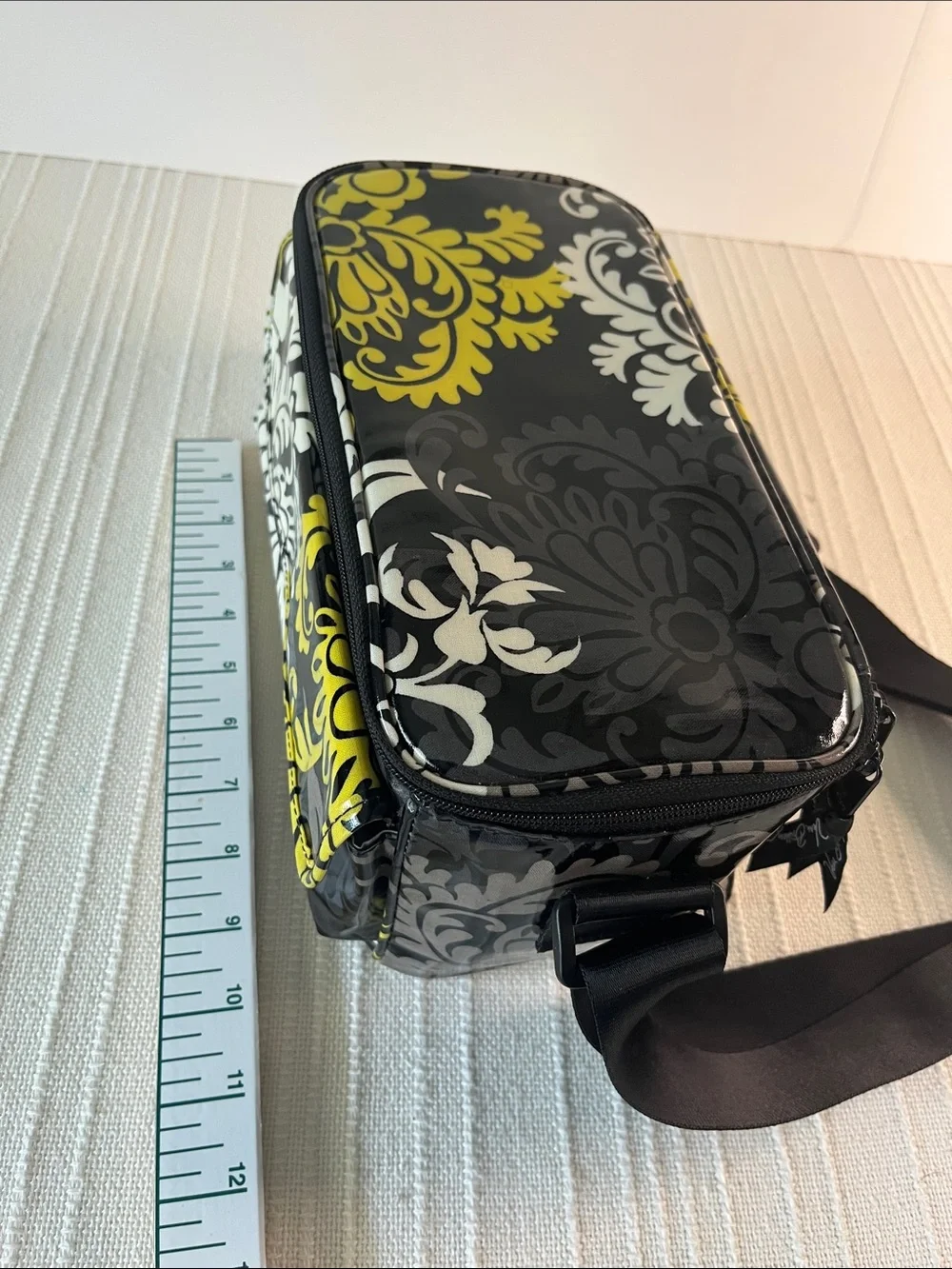 Vera Bradley Black Yellow Floral Shoulder Cosmetic Case